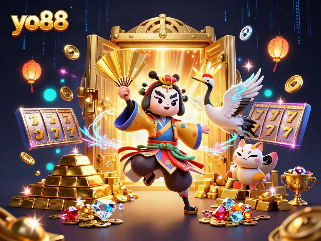 Engage with thrilling yo88 casino gaming scene featuring vibrant characters and jackpot action.