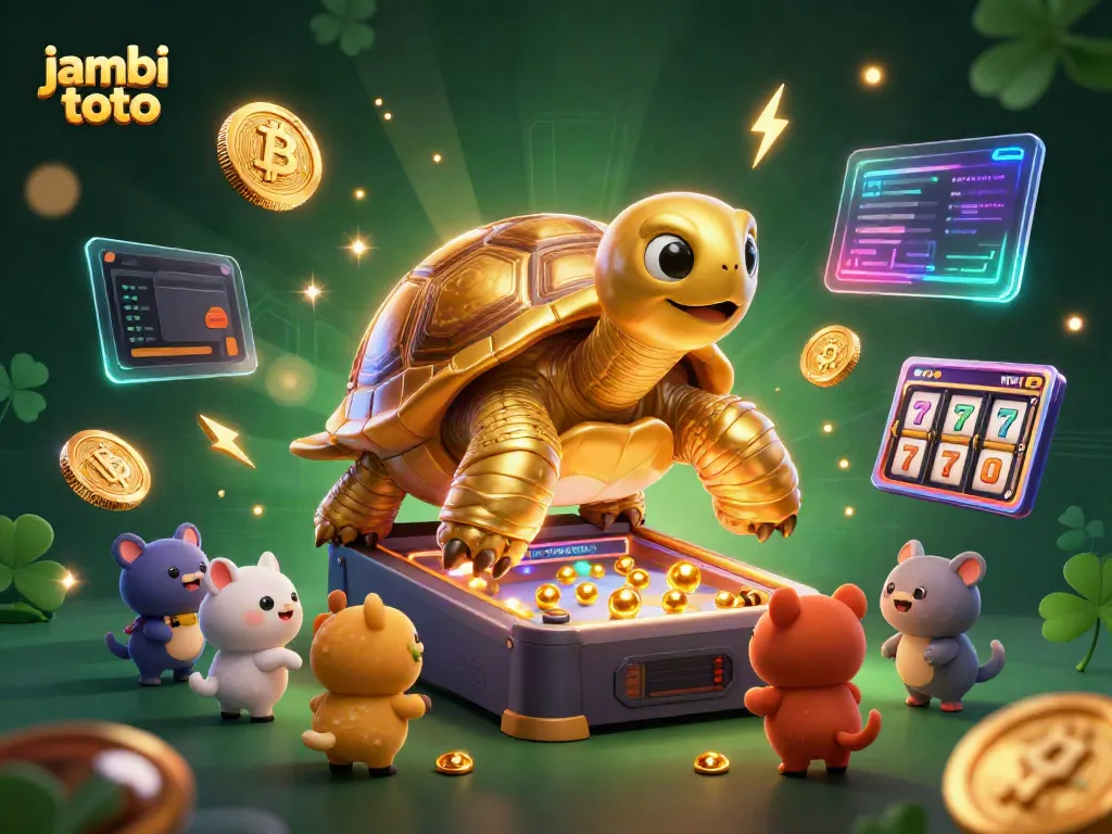 Engage with jambi toto slots featuring a vibrant golden tortoise and exciting gameplay dynamics.