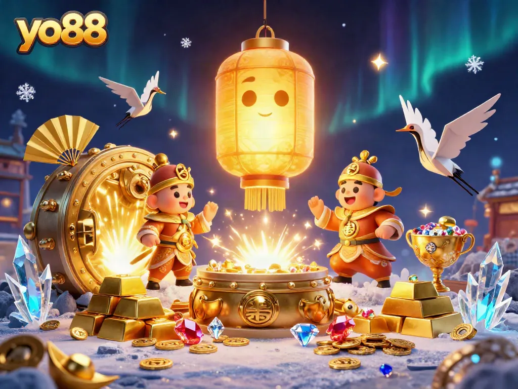 Experience thrilling gameplay at yo88 with a vibrant 3D illustration of a magical casino atmosphere.