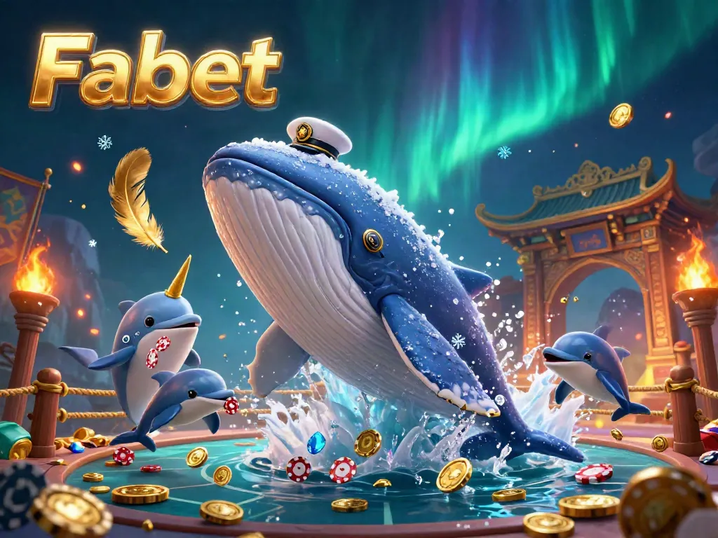 Experience the thrill of winning at Fabet with a vibrant underwater casino illustration featuring playful marine characters.