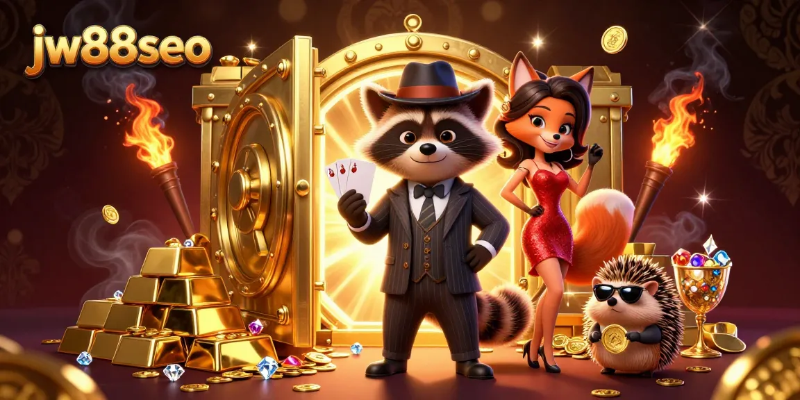 Experience thrilling wins at jw88seo with a suave raccoon, a glamorous fox, and a hedgehog bouncer amid treasure!