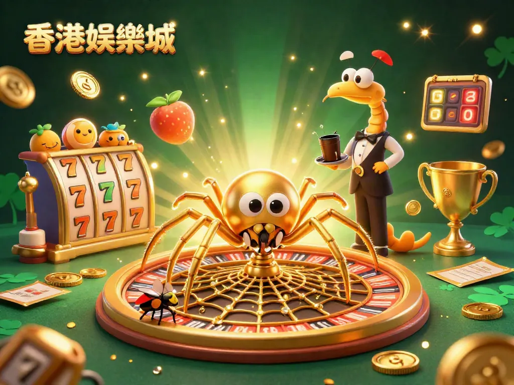 Experience the excitement of 香港娛樂城 with this dynamic 3D illustration showcasing lively casino elements.