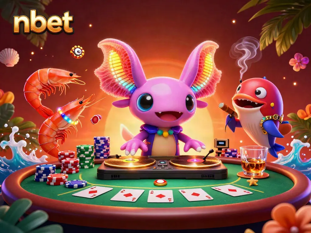 Experience the thrill of nbet gaming with a vibrant underwater casino scene featuring a DJ and lively characters.