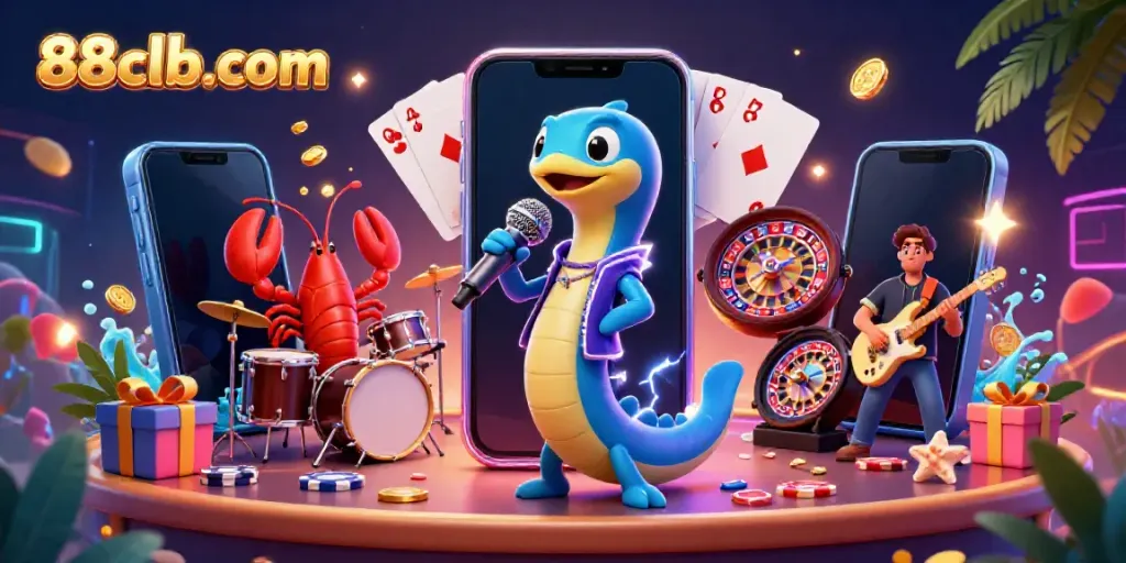 Experience vibrant gameplay at 88clb-com with a lively undersea casino scene featuring animated characters and gaming elements.