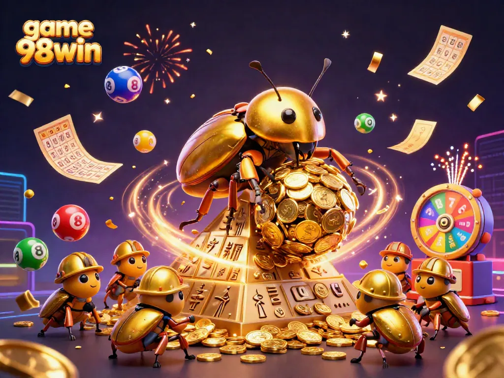 Experience the excitement of the game 98win with vibrant lottery elements and golden surprises!