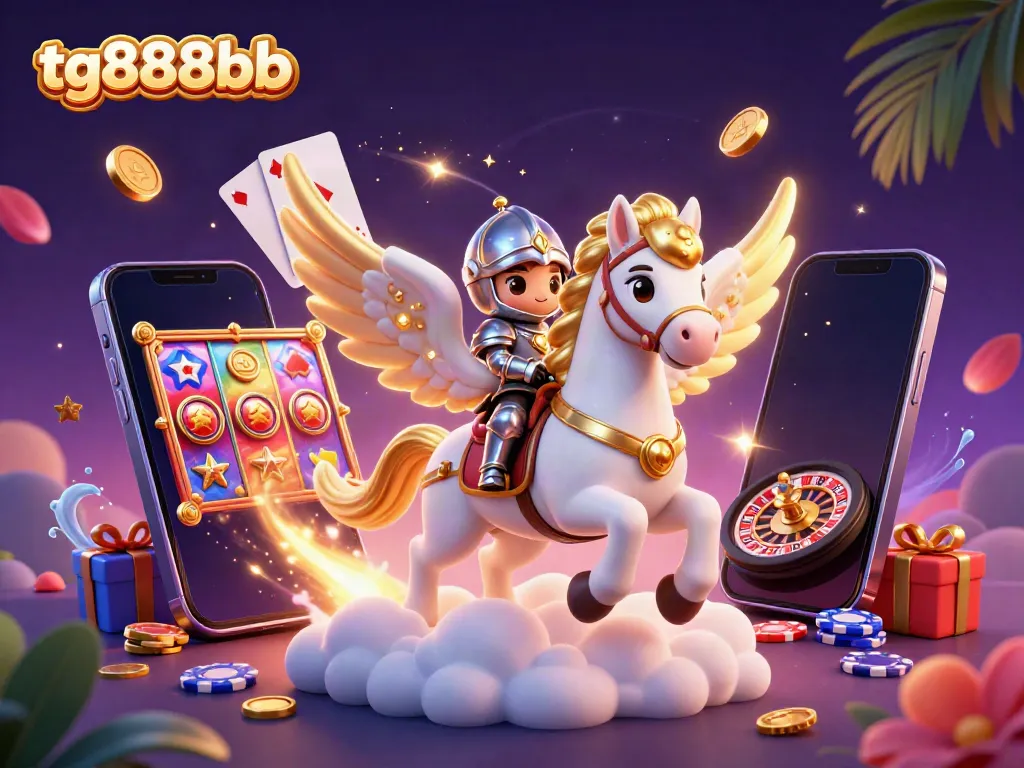 Spin and win at tg888bb with vibrant slots and gaming elements in a magical casino scene.