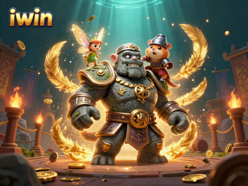 Experience excitement and win big with iwin's vibrant gaming characters in an enchanted casino scene.