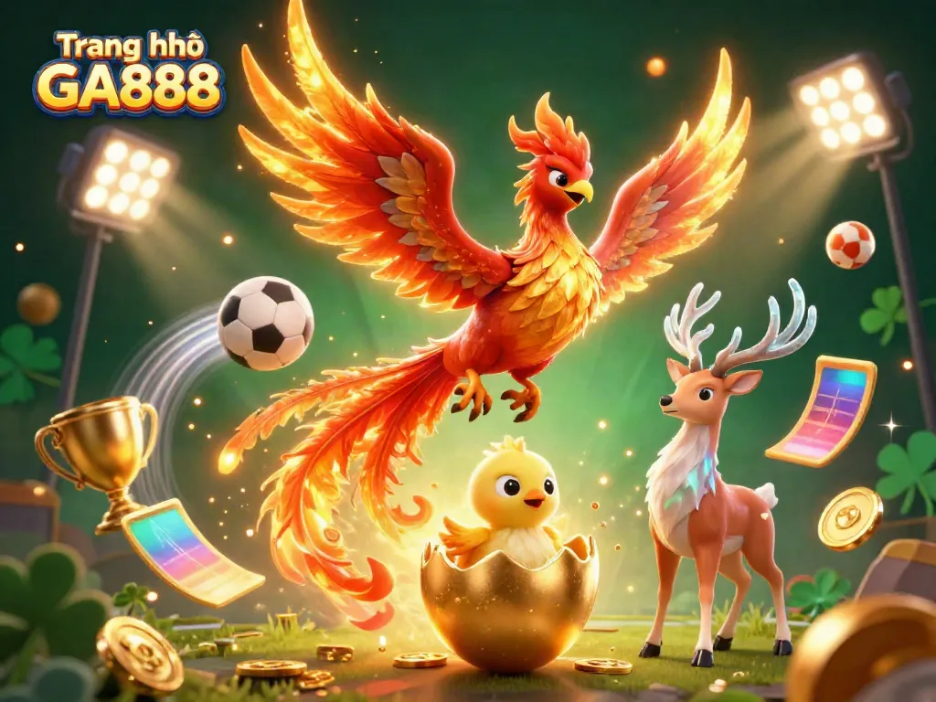 Bet on sports and games at Trang chủ GA888, where the vibrant phoenix and stag symbolize winning potential.