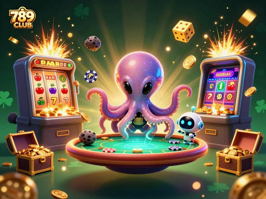 Join the excitement at 789CLUB with an action-packed alien poker scene depicting thrilling gambling elements.