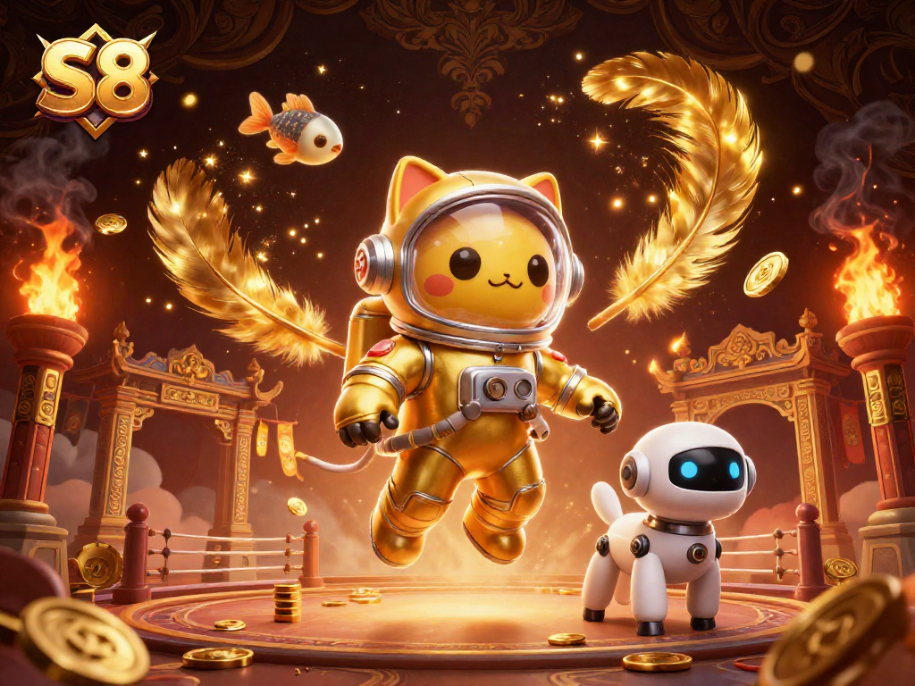 S8 offers thrilling gameplay as a cartoon astronaut cat navigates alien worlds of excitement.