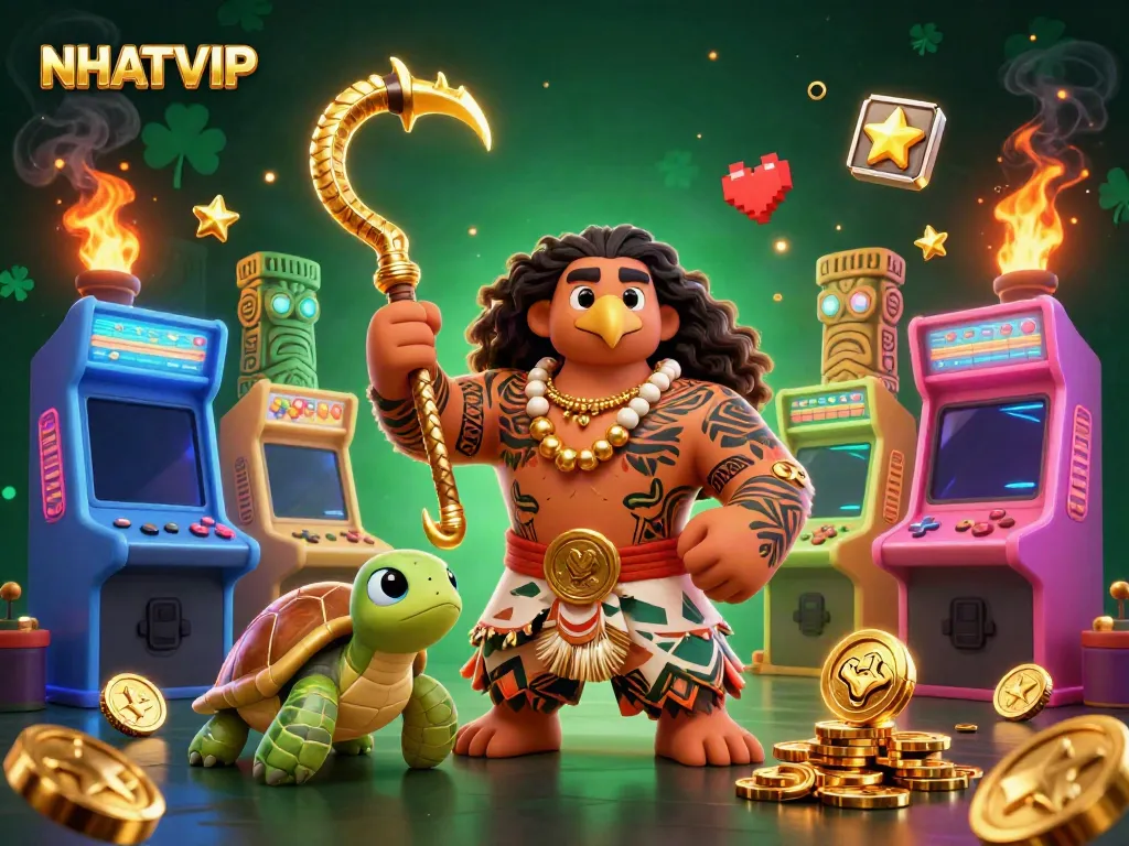 Engage in thrilling gameplay with NHATVIP featuring vibrant casino elements and characters.