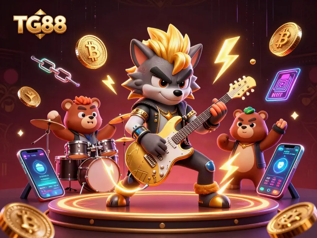 Experience TG88's thrilling casino excitement with vibrant characters and dynamic crypto elements.